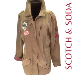 Maison Scotch & Soda Women’s Embroidered & Patched Army Jacket  (Sz 2) (EUC)